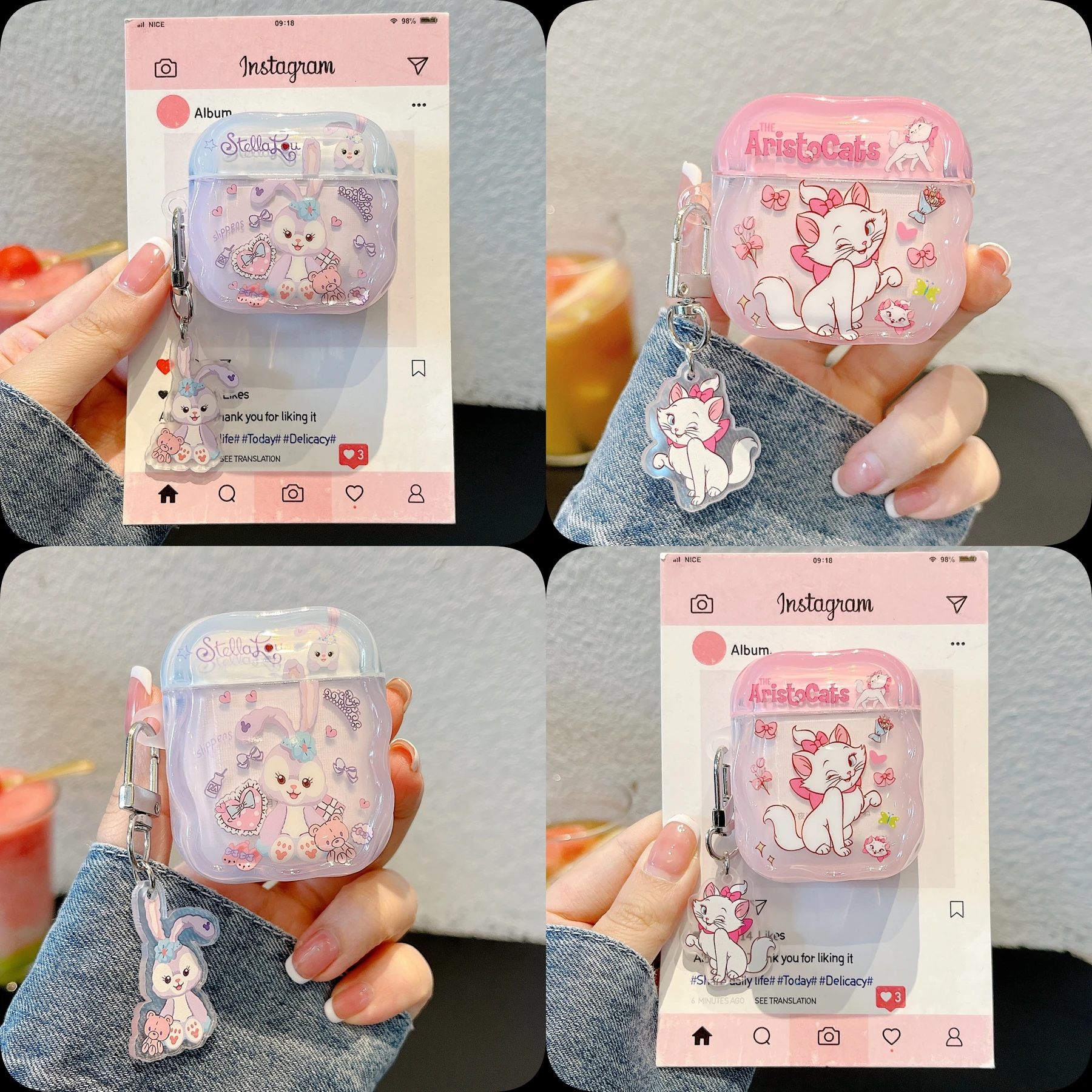 

Popular Items Disney StellaLou&The AristoCats Wireless Bluetooth Earphones Case For Airpods 1/2,3,4,Pro 2 Cover With Pendant