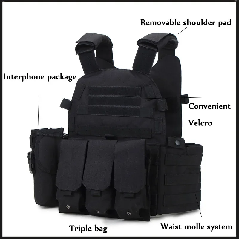 6094 Outdoor Tactical Vest Body Armor Combat Army Wargame Pouch Molle Gear Vest CS Hunting Plate Carrier Airsoft Accessories