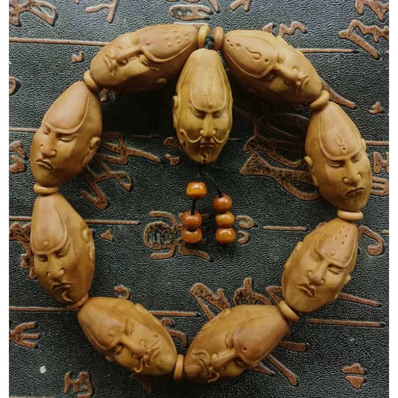 

Nut Bracelet Half-Handmade Big Core Olive-Stone Carving Jingsi Eighteen Disciples of the Buddha Single-Sided Men's Amu