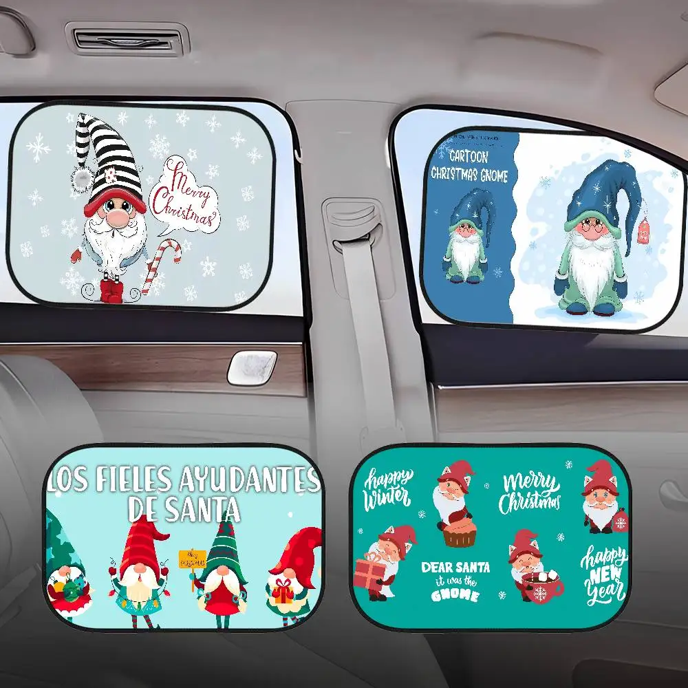 

Christmas Gnome Cartoon Side Window Sun Shade For Car Electrostatic Curtains Anti-Glare Car Sun Protection Cover 99.9% UVR