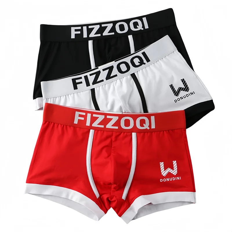 

2PCS Men's Pure Cotton Underwear Fashion Sexy Comfortable Mid Waist Sports Boxer Shorts Loose Breathable Flat Corner Underpants