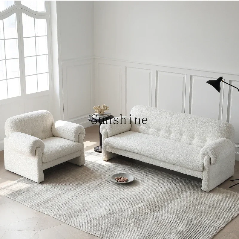 YSingle retro cream wind teddy fleece casual sofa chair