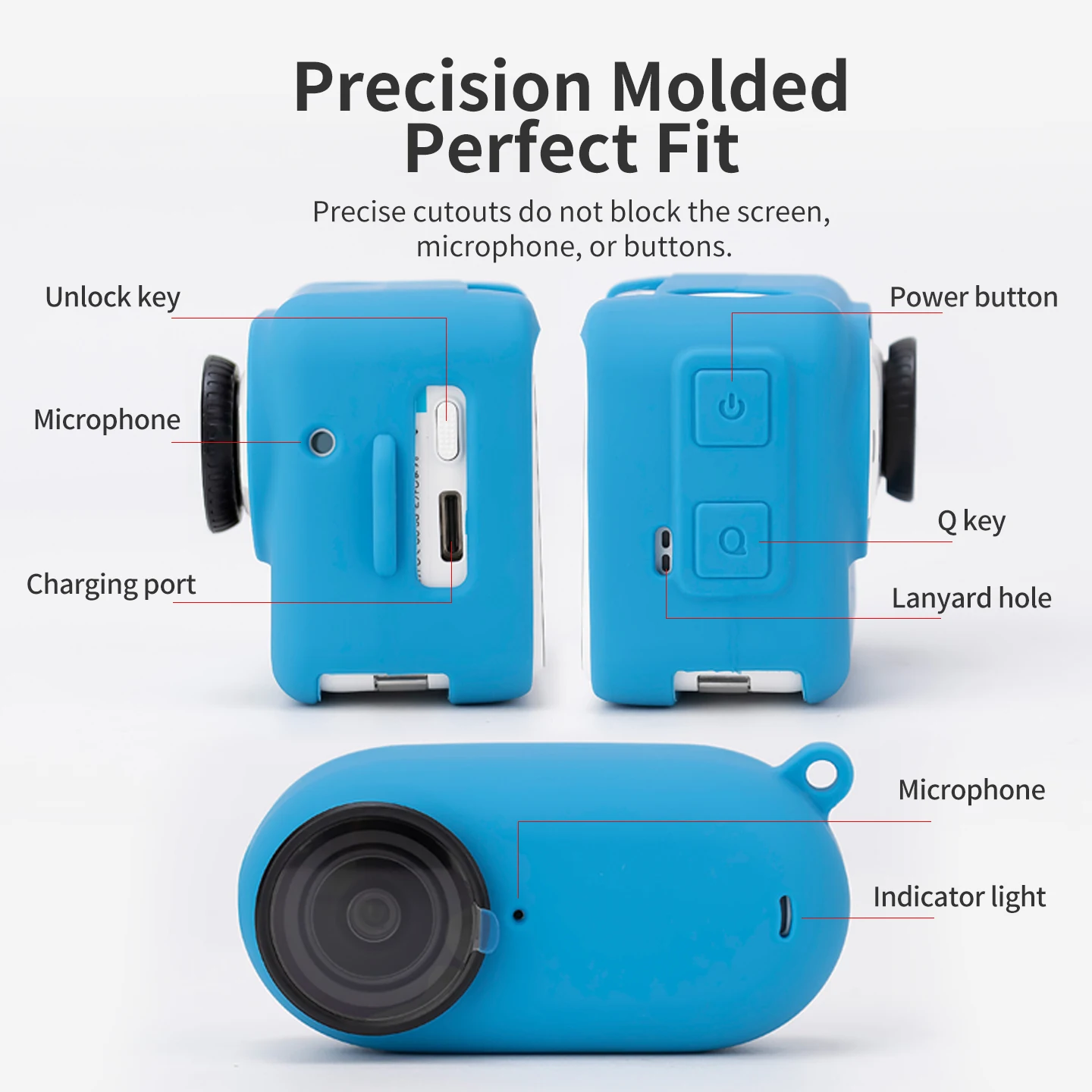 Silicone Cover for Insta360 GO 3/3S Soft Flexible Anti-Scratch Protective Case with Lanyard Lens Cap for Insta360 GO3/GO3S