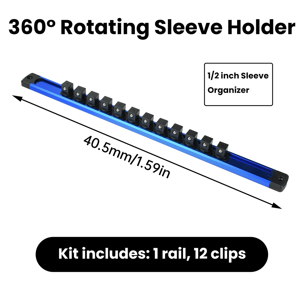 360 ° قطب حامل المقبس المغناطيسي المنظم الثقيلة سبائك الألومنيوم رف ل 1/2 "1/4" 3/8 "محرك مآخذ أداة التخزين #4