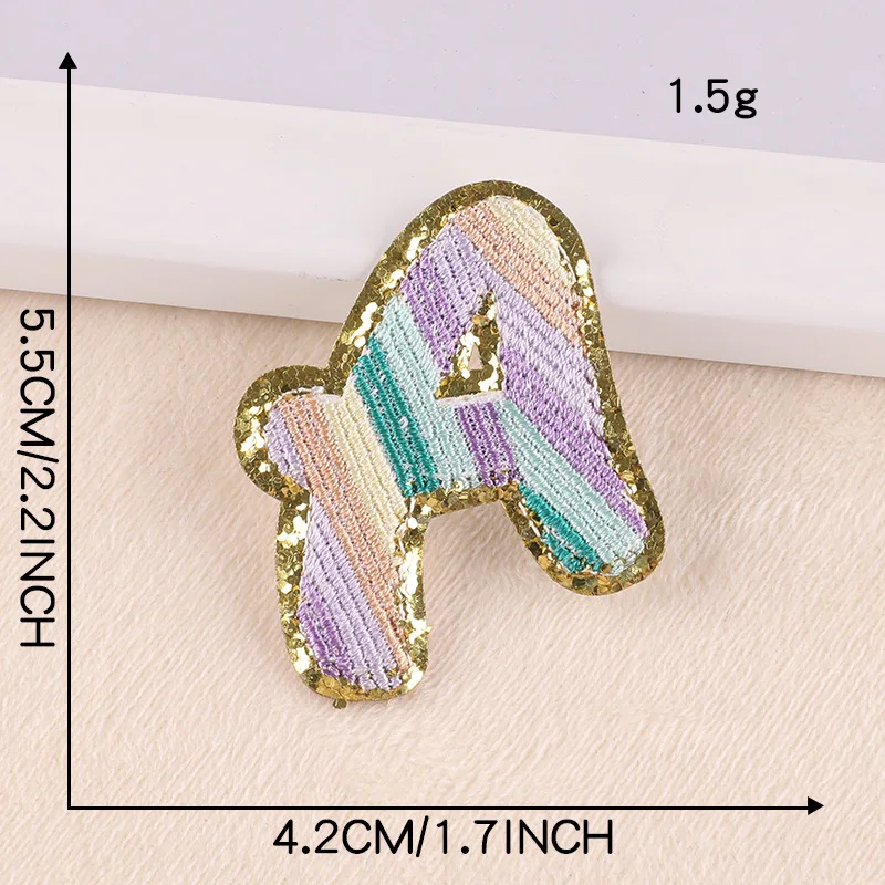 Striped Rainbow Color Letters Embroidered Iron On Patch Applique Diy Name Badge Alphabet Patches For Clothing Bag Accessories