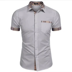 Men's clothing summer short-sleeved Hawaiian ice silk shirt patchwork shirt casual retro vacation outdoor large size clothing