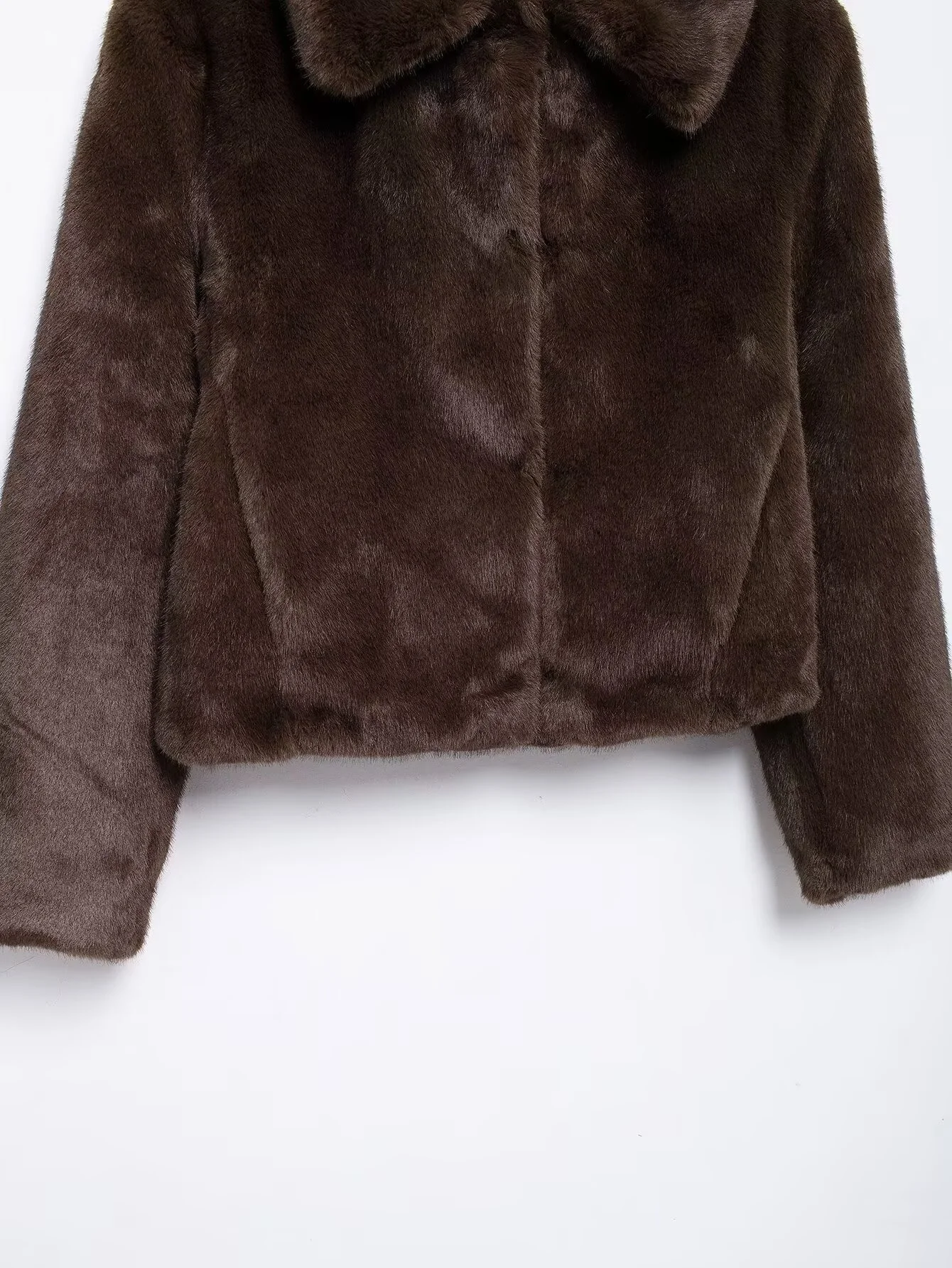 2025 Winter New Women's Casual Fashionable Temperament Lapel Long Sleeve Faux Fur Effect Rope Knot Short Coat