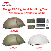 Naturehike Monga PRO Lightweight Hiking Tent Three-season 1-3 People Outdoor Camping Tent 20D Silicone-coated Nylon Waterproof