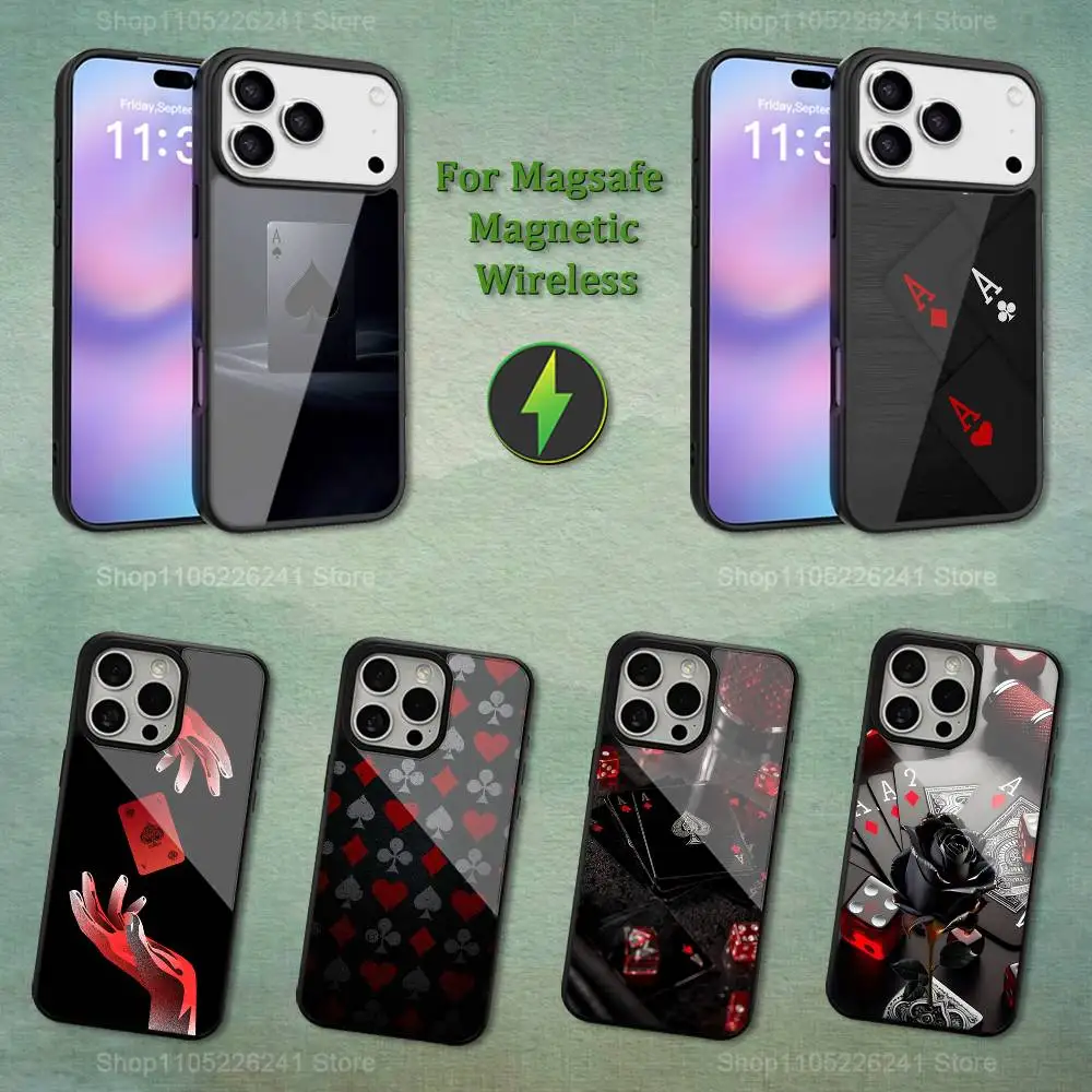 

Poker Ace Of Spades For iPhone 16,14,13,15,11,12,17,Plus,Mini, Pro,For Magsafe,Max,Magnetic Wireless Charging Case