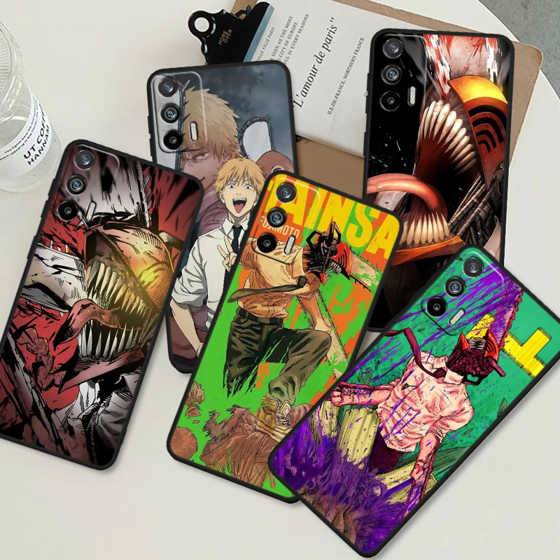 Anime Chainsaw Man For OPPO Realme GT3 2 C55 C33 C35 C30S C31 X3 X2 Q5i Q3S C21Y Pro Black Silicone Phone Case