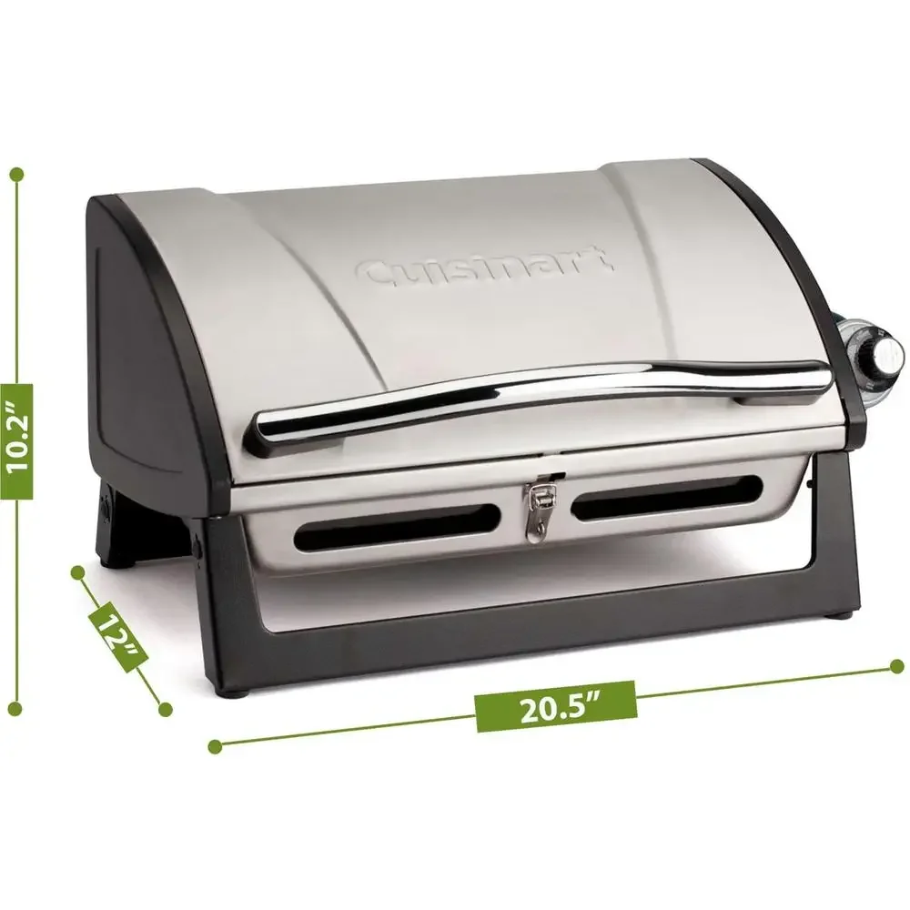 Portable Gas Grill 8000 BTU Compact Design High Performance Cooking Power Easy Clean Steel Construction 600°F Heat Dishwasher