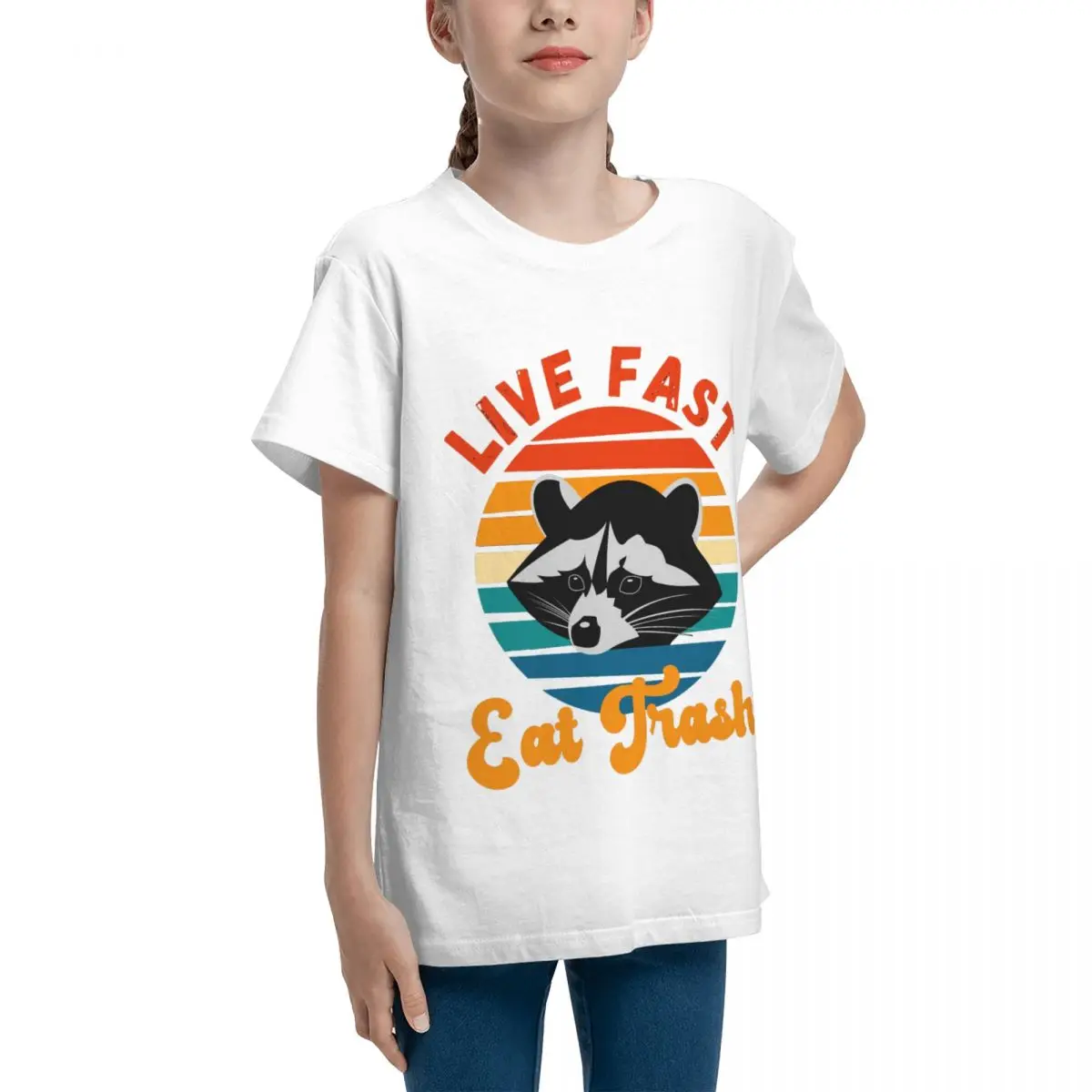 Live Fast Eat Trash For Sale (6) High grade Home Teenagers Basic Short Sleeve T-Shirt Fresh Top tee Funny Novelty