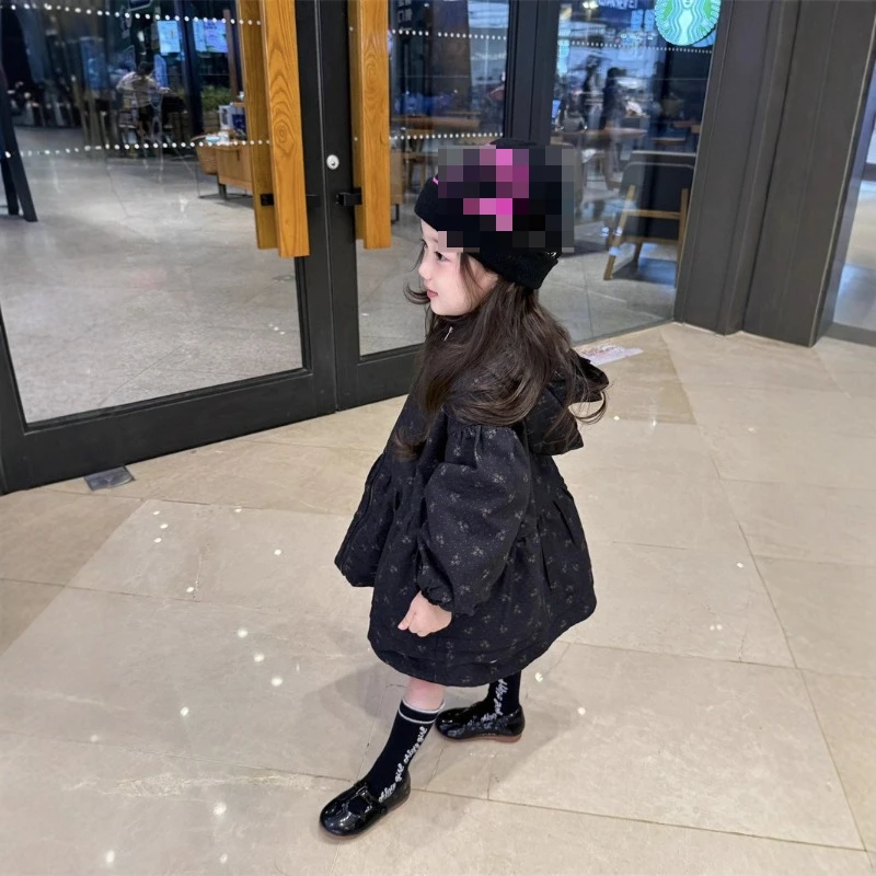 

2026 Spring New Girl's Sweet Floral Double Sided Wearing Design with Drawstring Flower Pattern Hoodie