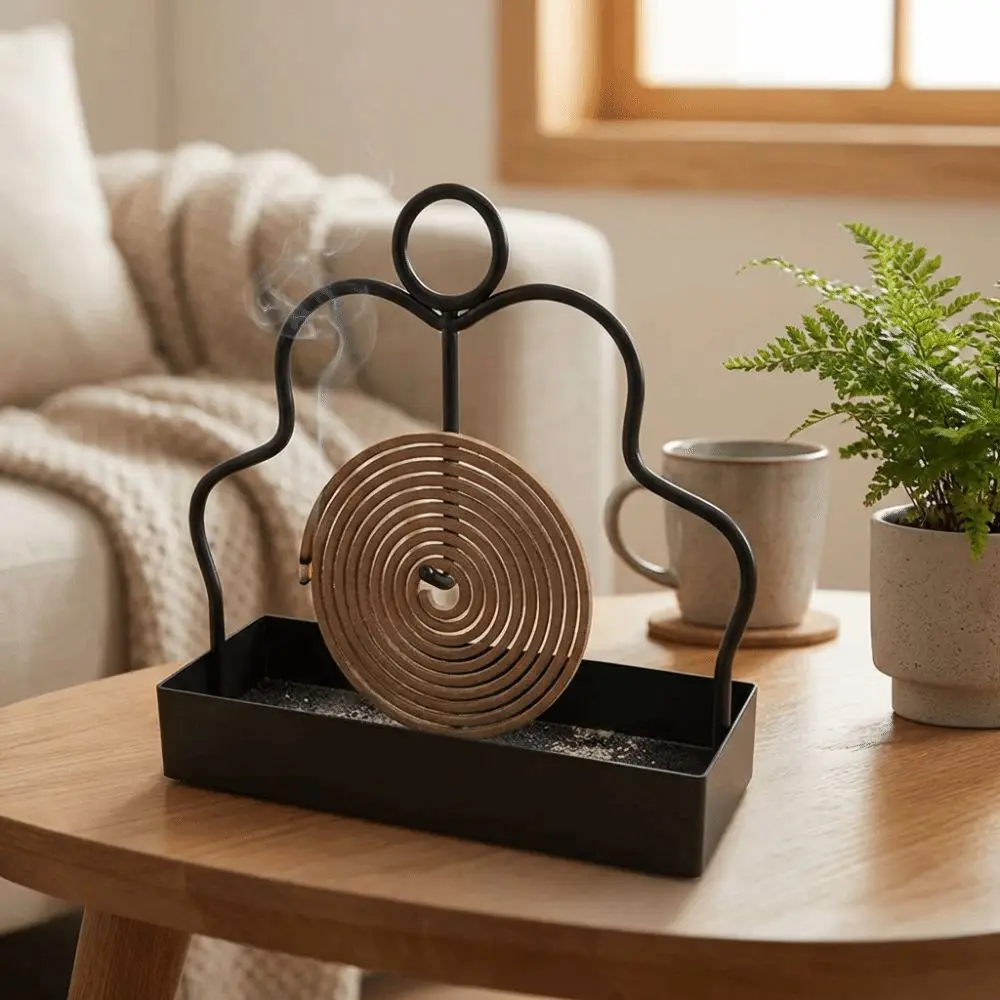 Iron Mosquito Coil Holder Ash Catcher Tray Rustproof Incense Storage Rack Heat Resistant Anti Scalding Coil Vertical Stand