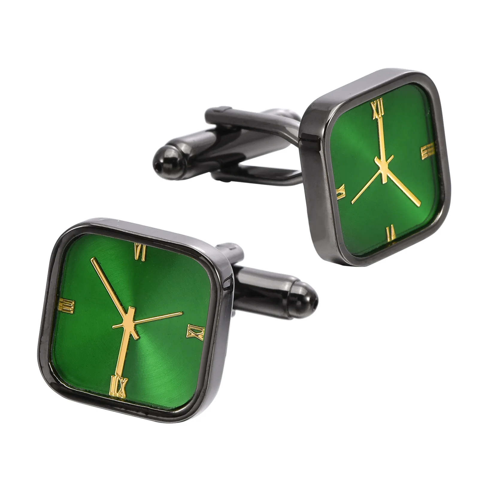 

High End Green Watch Design French Cufflinks Men's Party Wedding Clothes Jewelry Accessories Shirts Copper Buttons Friends' Gift