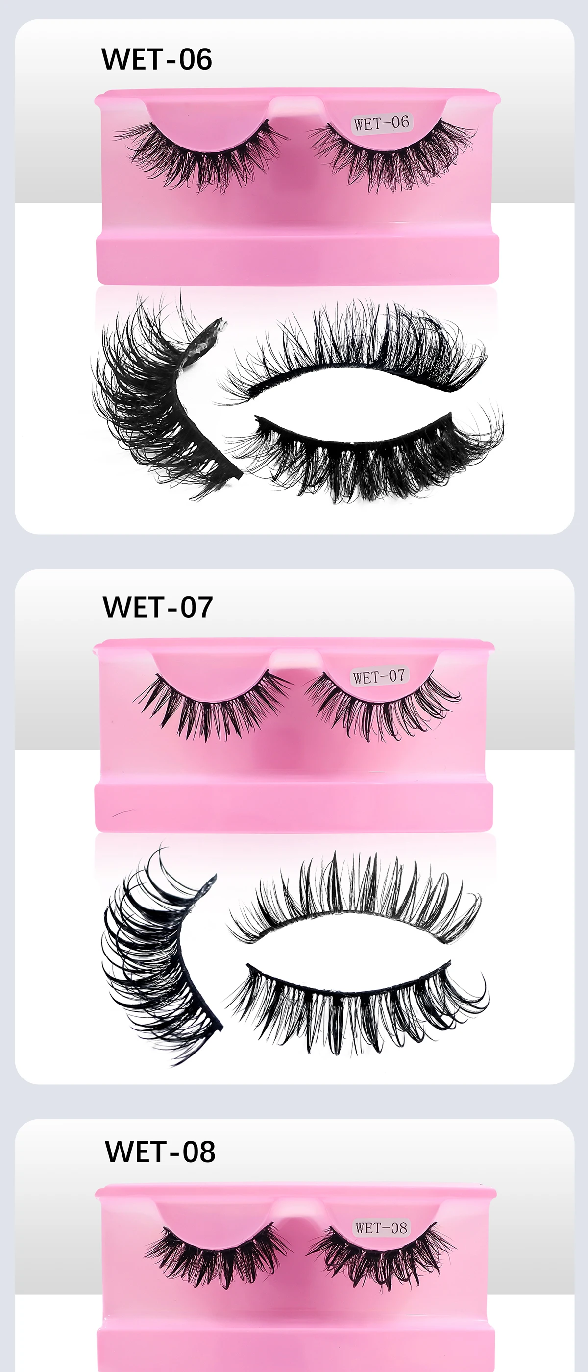 Neue Wet Spikey Lashes Make-up D-Curl Russische Streifen-Wimpern, Künstliche Wimpern für Cosplay, Natürliche Volle Streifen-Wimpern – Detail 5