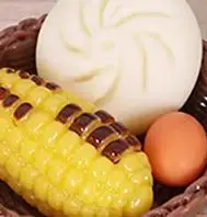 

Toy Breakfast Food Set for Dollhouse Play: Miniature Buns, Corn, Egg, Milk; 1/12 Scale Pretend Play Toy for Kids