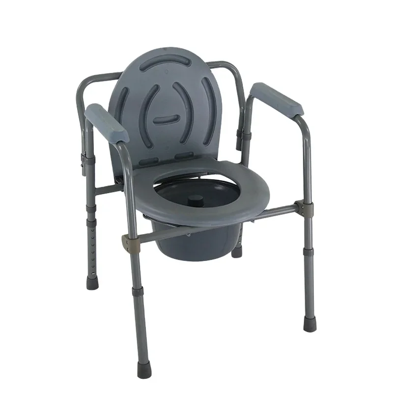 Elderly people can clamshell type stool chair with toilet bucket type adjustable height stool chair