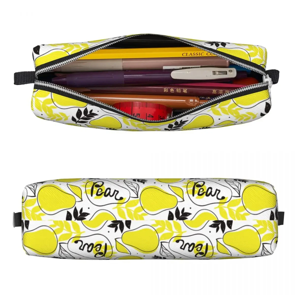 Yellow Pear Fresh Tropical Style Fruit Cute Pencil Case Pen Box  Bags Student Large School Supplies Cosmetic cases