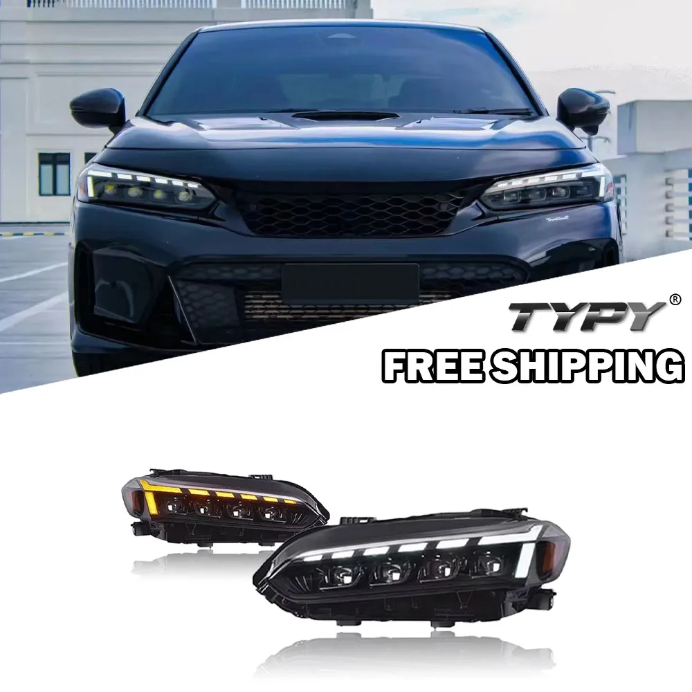 

Автомобильные фары TYPY для Honda Civic 11th 2012-2023, обновленные модифицированные светодиодные фары, динамическая лампа поворота, тормоза, ДХО, автомобильные аксессуары
