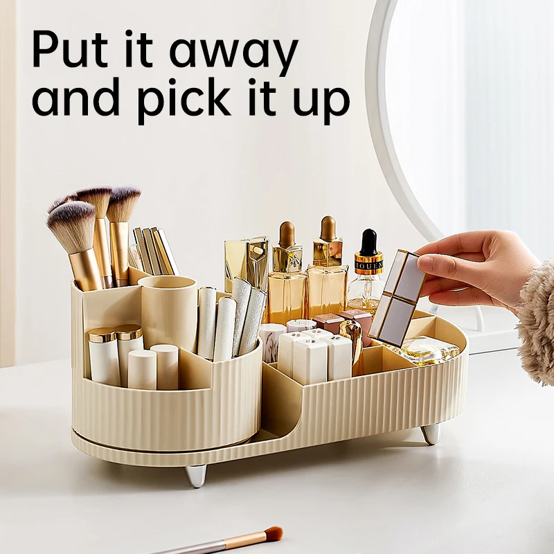 Cosmetics Storage Box,Rotating Dresser,Large Capacity Lipstick, Eye Shadow, And Powder Rack