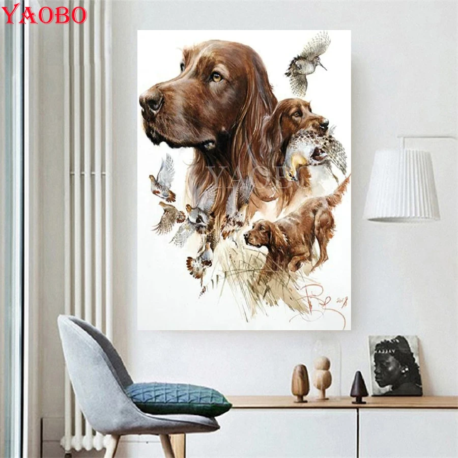 Hot Sale!5D Full Square Diamond Painting Hound and wild duck animal Diamond Embroidery Mosaic picture rhinestone round art