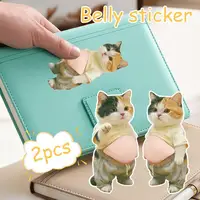 Cat Squeezes Belly Stickers,Car Door Anti Collision Protector Decorative Stickers, Dog 3D Cute Belly Stickers for Phone Laptops 6