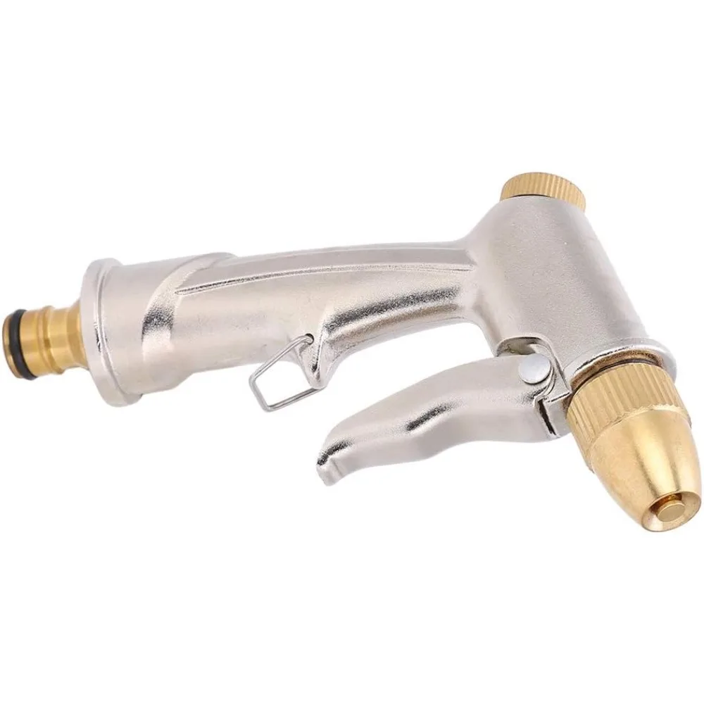 

Водяной пистолет для домашней мойки, насадка для садового шланга, портативная металлическая насадка-распылитель высокого давления, с латунной нескользящей ручкой, для ручной воды