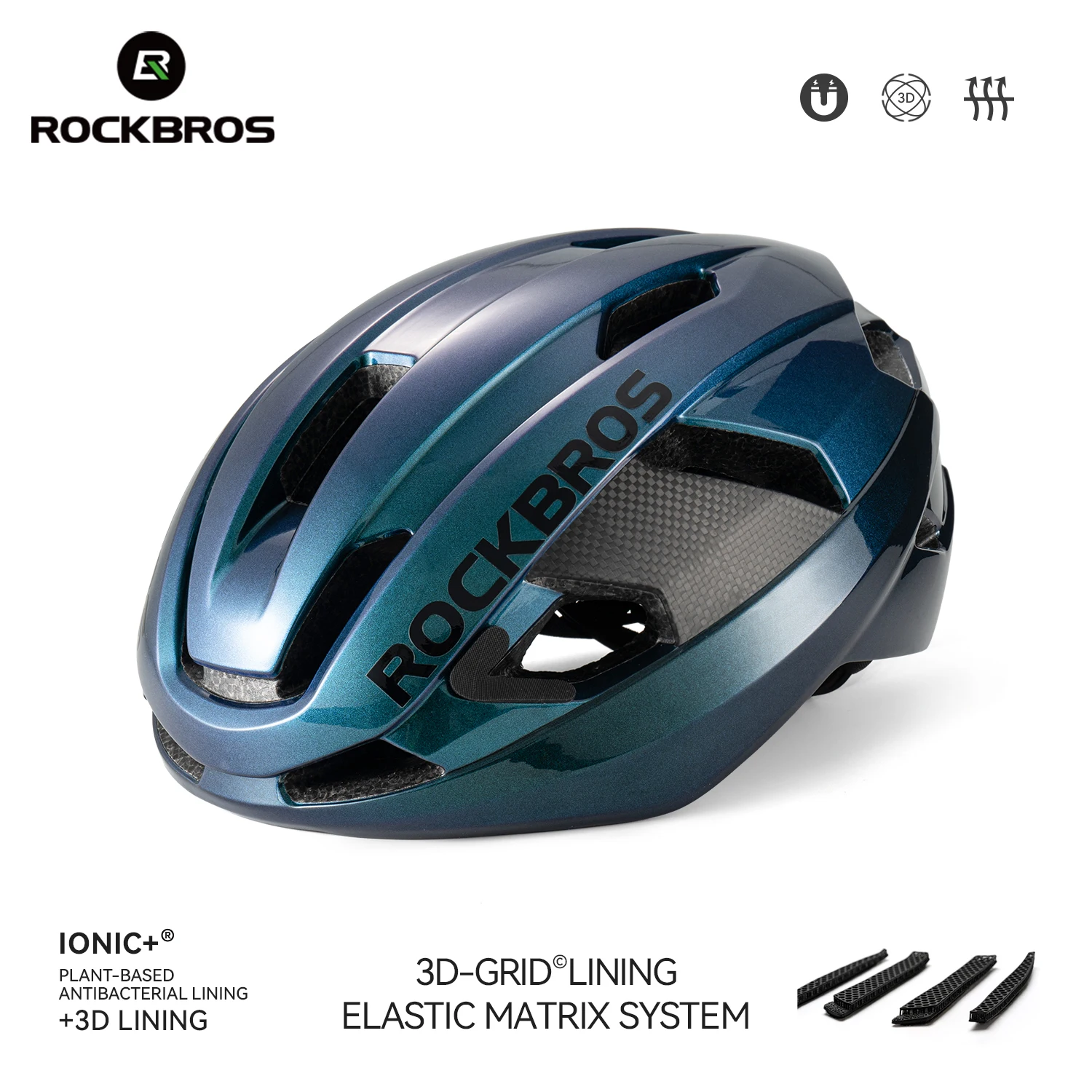

ROCKBROS Cycling Helmet Lightweight Breathable Integrally-molded Helmet Magnet Buckle High Strength Carbon Fiber Cycling Helmet