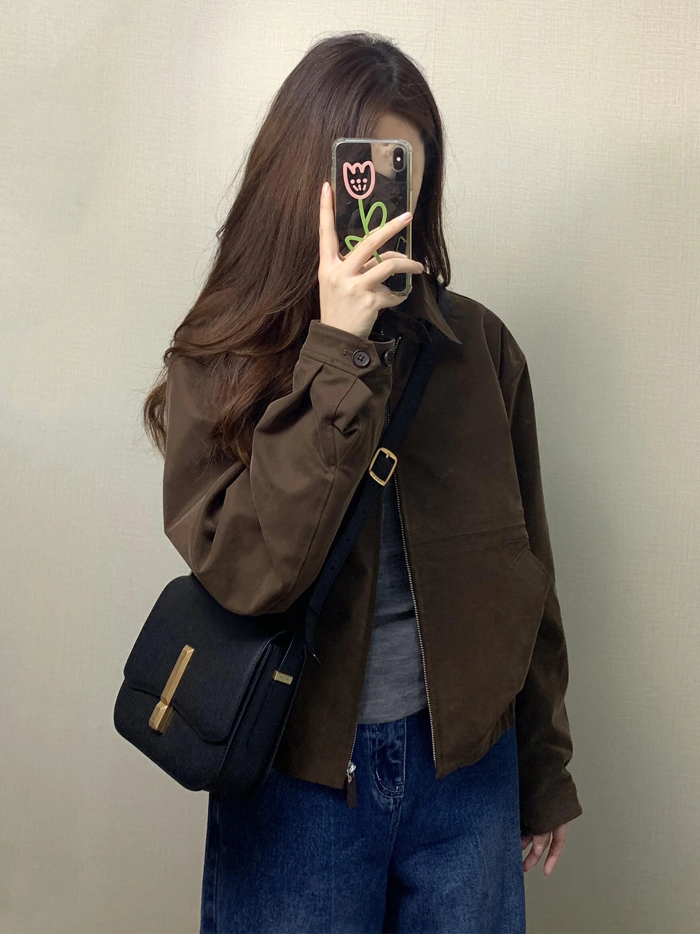 American Sle Pelle scamosciata Jaet Donna Autunno Inverno Nuovo design Colletto ribaltabile Capispalla Trendy ort Cappotto Retro Sle Chiusura con cerniera