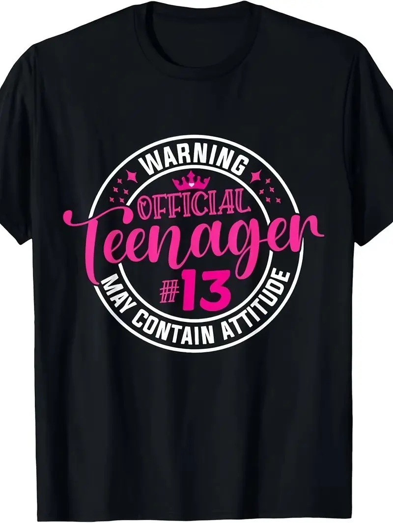13Th Birthday Girl Official Teenager 13 Year Old Same Style For Men And Women 2026 Summer Short-Sleeved Printed T-Shirt 220G