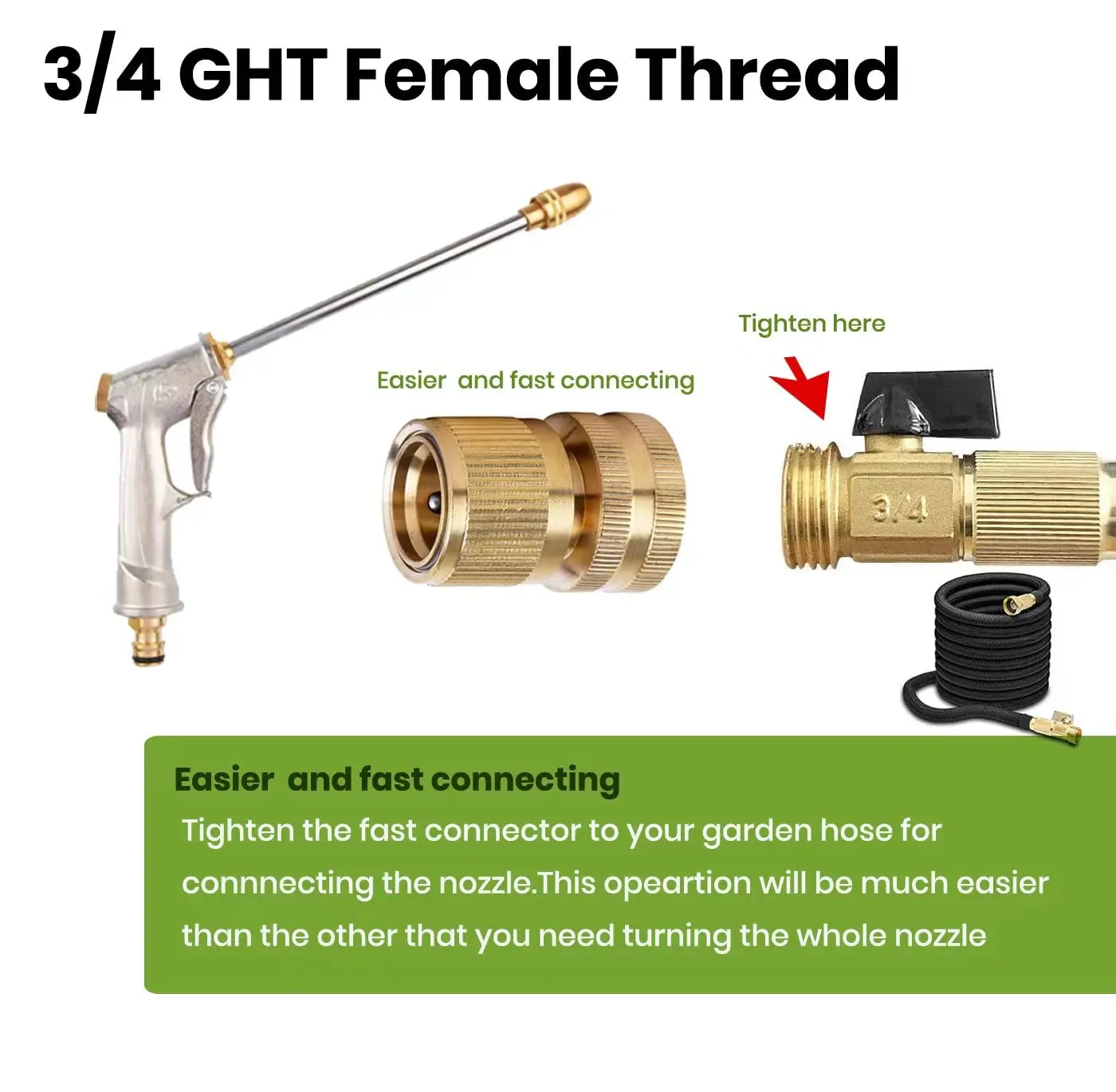 Long and heavy duty high pressure manual metal brass nozzle spray gun, adjustable pressure 5MPa, adjustable spray method