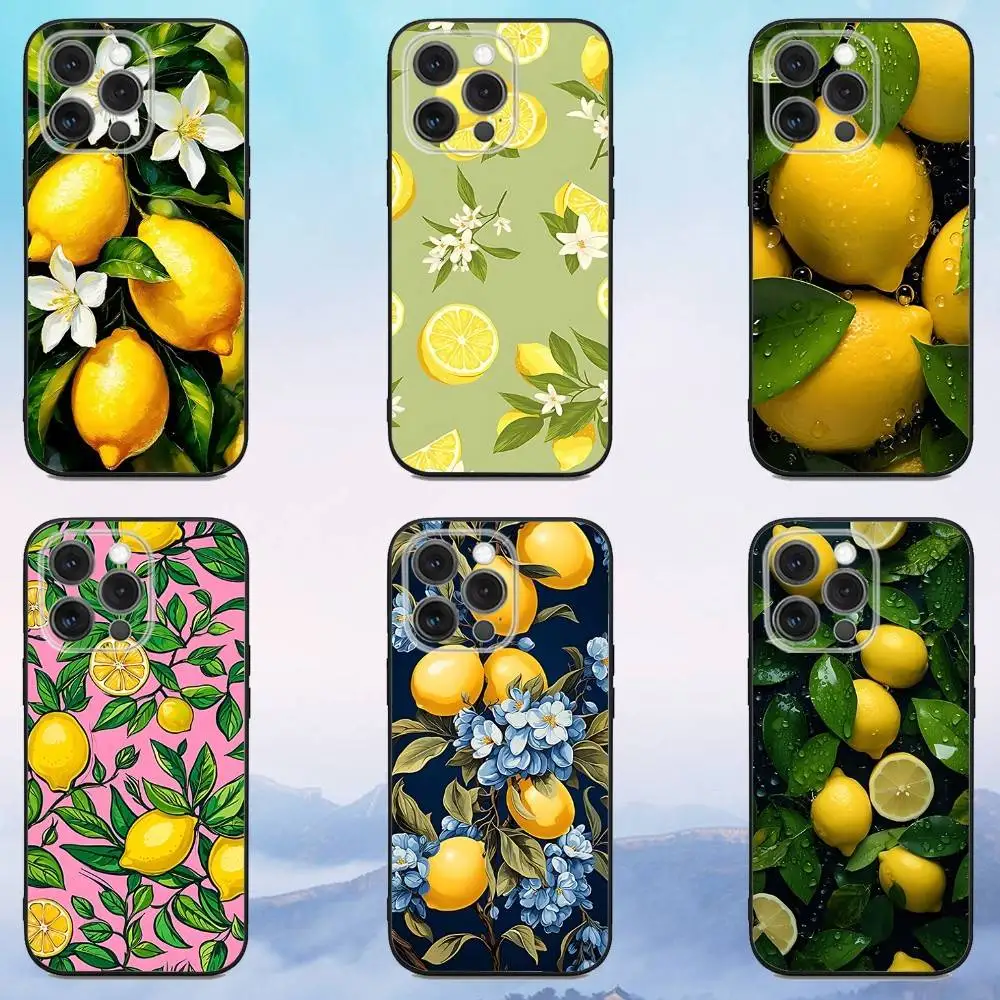 

Fruit lemon Art Painting Phone Case For iPhone 16e,16,15,14,13,12,11,Pro,X,XS,Max,XR,Plus,Mini Soft Black Cover