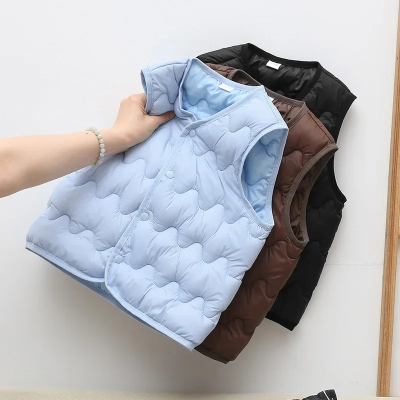 Kids Warm Vest Winter Girls Boys Thicken Waistcoat Outerwear Children Teens Cotton Solid Color Jackets Vest for 1-6Years