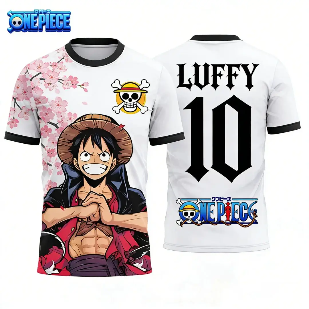 2026 Summer One Piece Luffy Pattern T-shirt Anime Style Football Jersey Quick-drying Sports