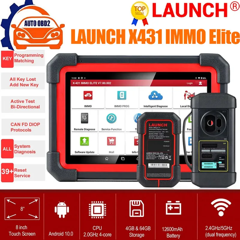 LAUNCH X431 IMMO Elite X-PROG 3 Key Programmer Car OBD2 Diagnostic Tools Anti-Theft Programming 39 Reset Auto Scanner