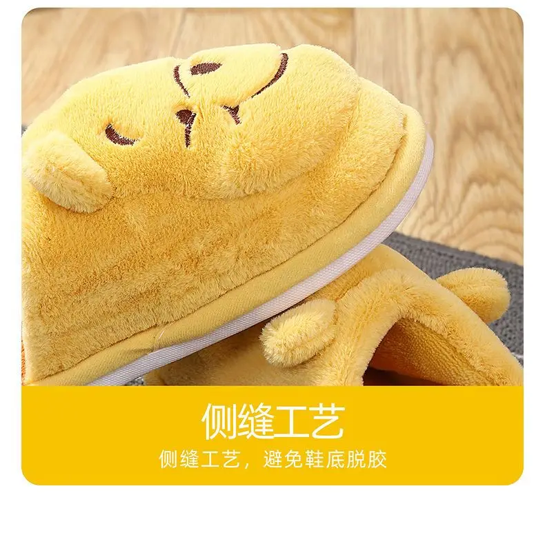 Mignon Winnie l'ourson pantoufles dessin animé Disney hiver coton pantoufles intérieur maison pantoufles antidérapant et chaud fille cadeau