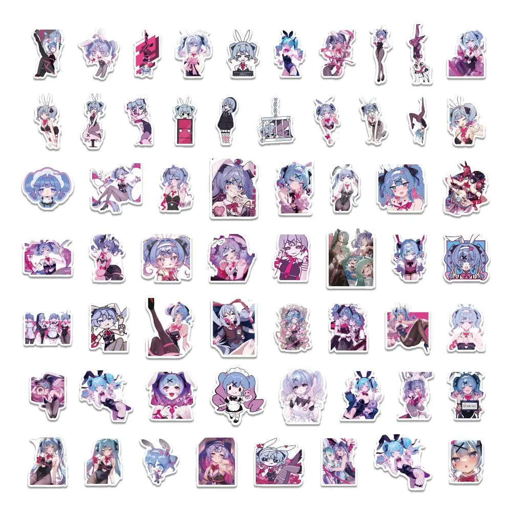 60 pièces Hatsune Miku lapin trou dessin animé haute précision créatif bidimensionnel décoratif téléphone portable ordinateur autocollants