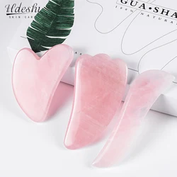 Rose Quartz Gouache Scraper Gua Sha Massage For Face Natural Gouache Stone GuaSha Massage Tools Body Facial Jade Massager Set