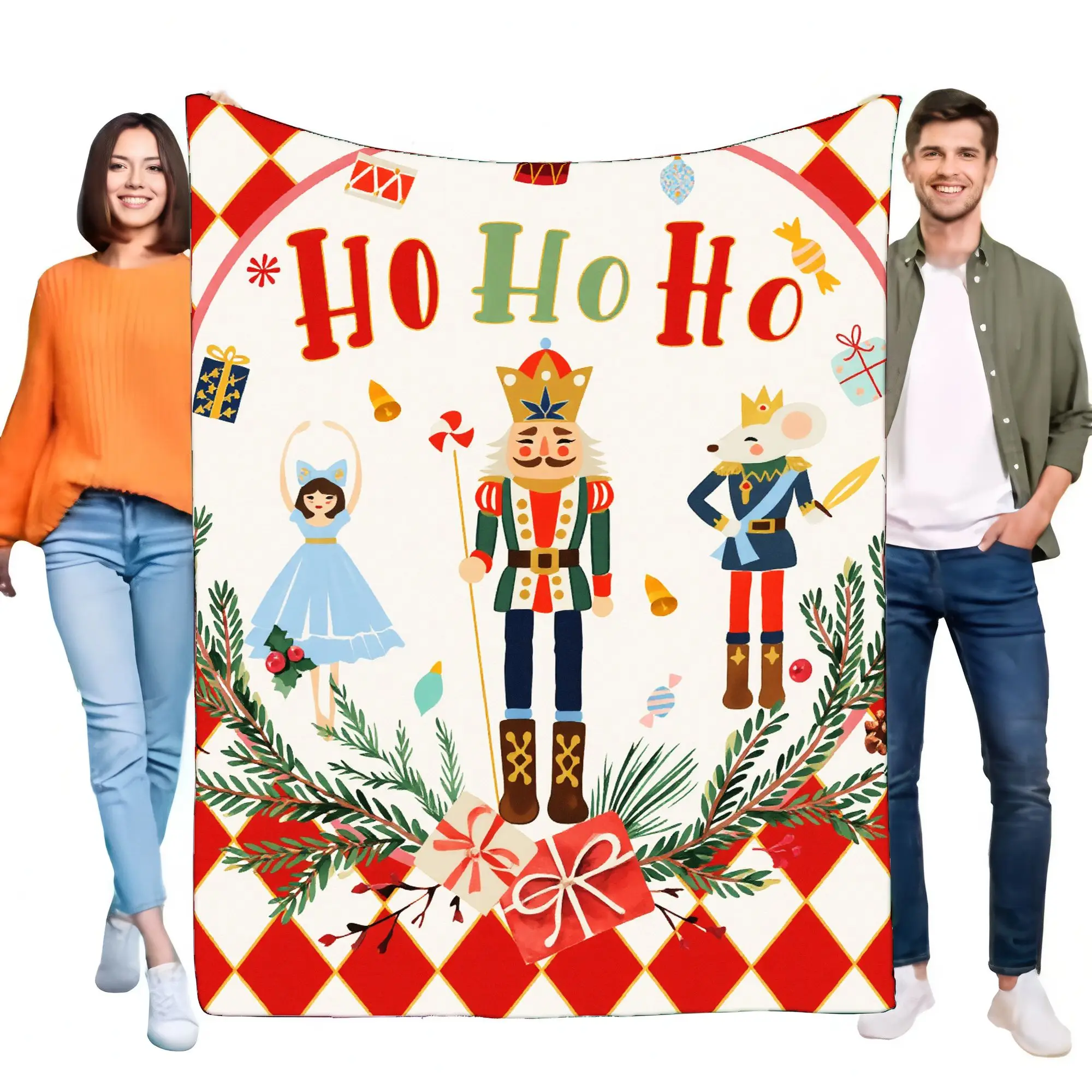Cozy Holiday Blanket for Adults and Kids, Soft Christmas Throw with Nutcracker Design, Perfect for Couch or Bed, Ideal Gift for