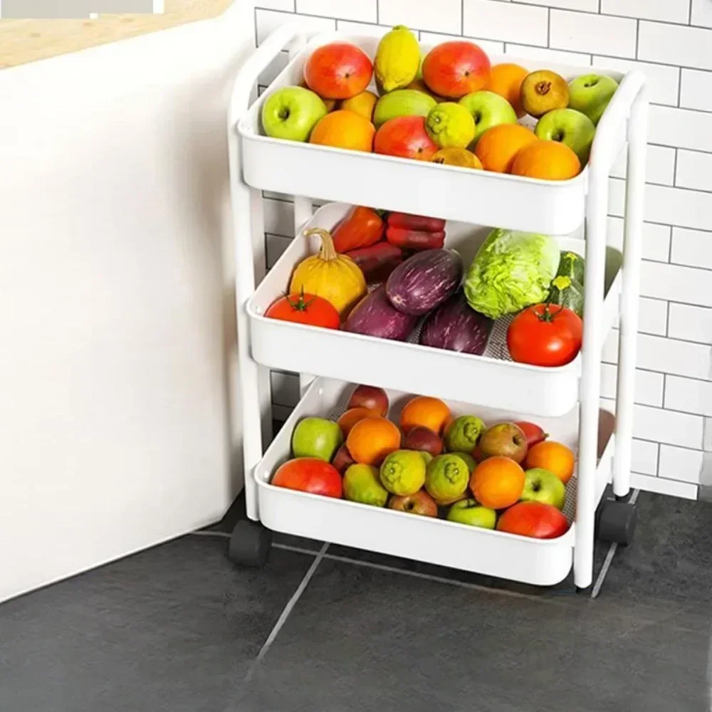 4 Layers Cart Storage Rack Kitchen Small Racks Multifunction Snacks Sundries Storage With Wheels Vegetable Basket Snack Trolley