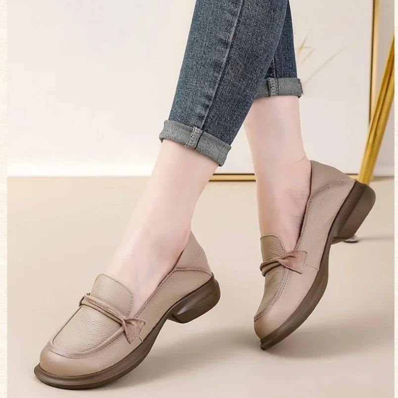 

202, весенне-осенние удобные универсальные лоферы на плоской подошве, женская модная элегантная обувь из натуральной кожи черного цвета