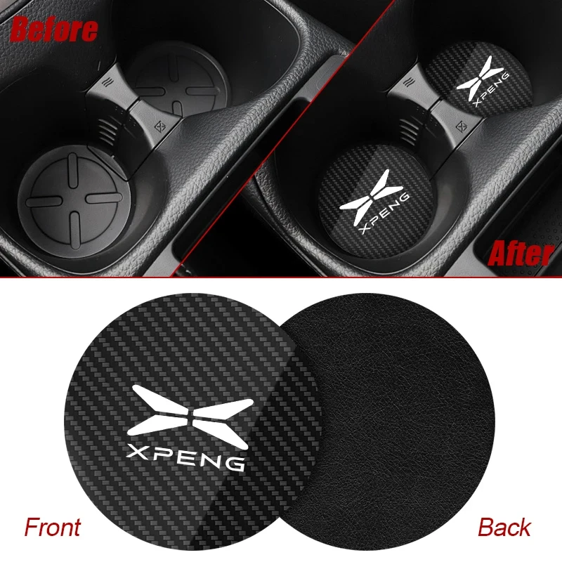

2Pcs Leather Car Water Cup Pad Anti Slip Cup Coaster Mat for Xiaopeng Xpeng G6 G7 G9 X9 P7 P7i P5 MONA M03 G3 2025 Accessories