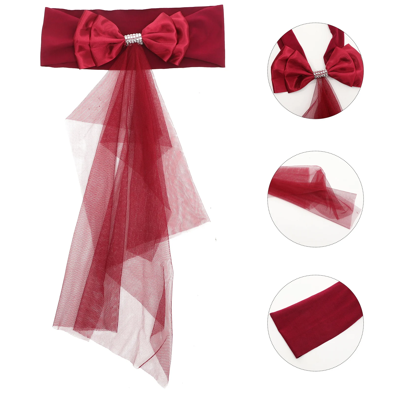 

10Pcs Chair Sashes Back Bowknot Wedding Party Decorations Elegant Banquet Ribbons Chair Bows Cover Sashes with Bows
