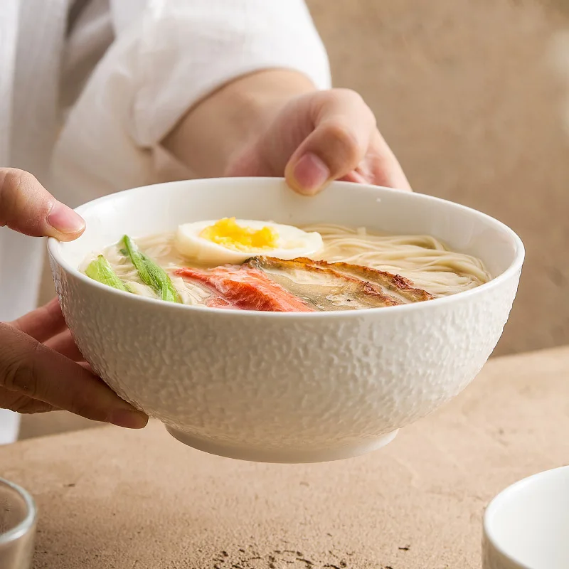 

Noodle Bowl, Household Rice Bowl, High Appearance White Tableware, 2023 New Simple Ceramic Salad Bowl, Instant Noodle Bowl