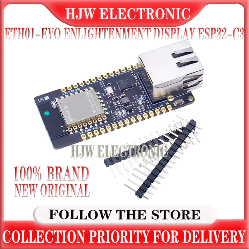 

HJW ETH01-EVO Enlightenment Display ESP32-C3 module WIFI Bluetooth Ethernet 3 in 1 Internet of Things Gateway Updated WT32-ETH01