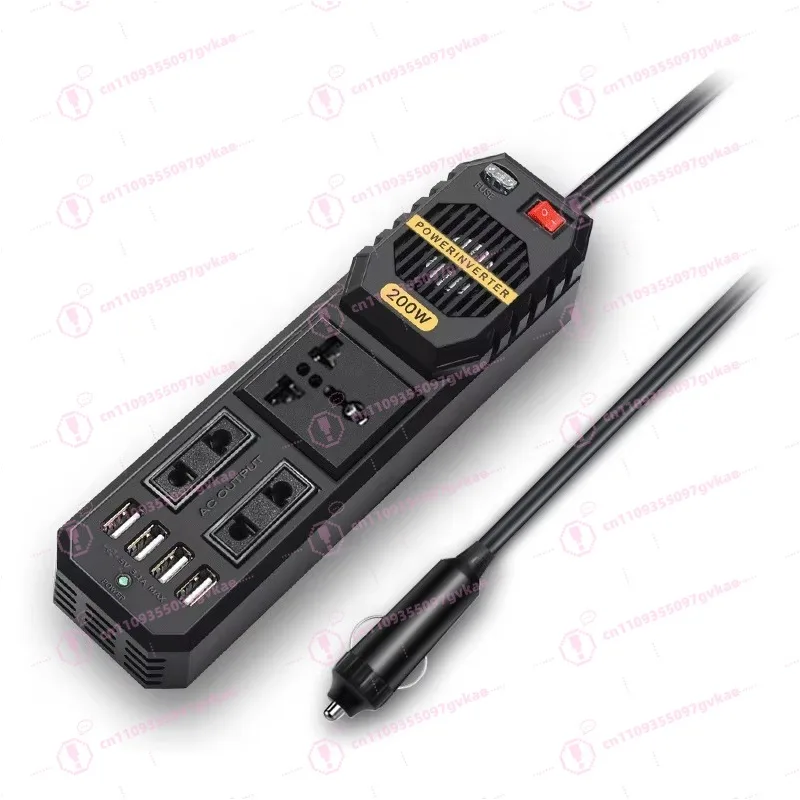 200 Watt Automotive Power Inverter DC to AC 12V 220 Volt Solar Inverter 4 USB Charging Ports 400 Watts Peak Power 50Hz