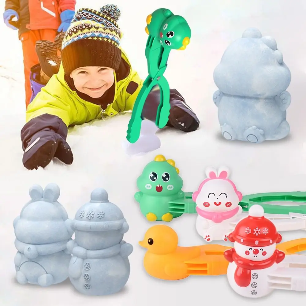 Creative Plastic Snowball Clip Cartoon Dinosaur Duck Shape Snow Play Toy Snowball Tool Snow Ball Mold Kids Gift