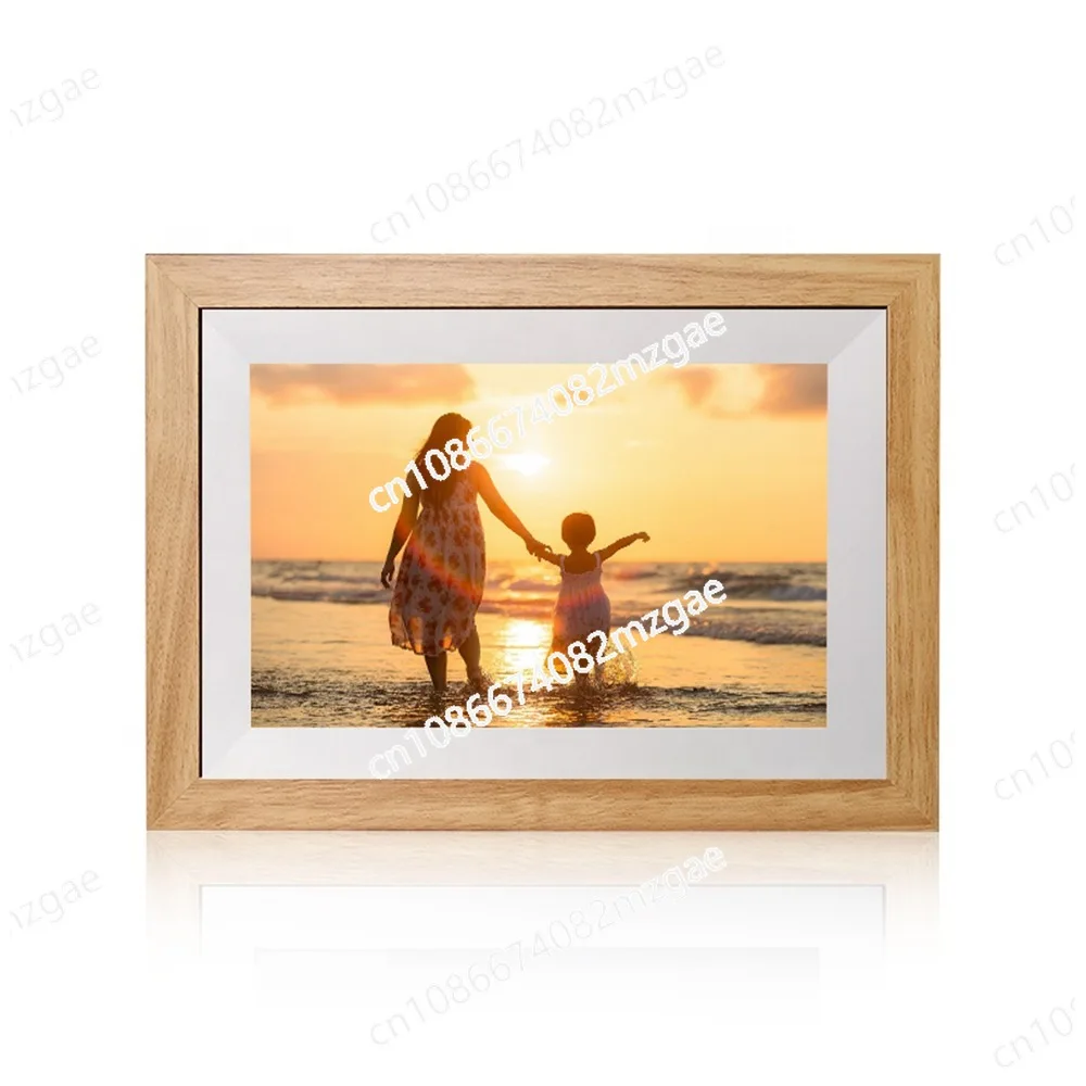 10.1 Inch Wooden Frame Cloud Photo Frame - Smart WiFi Digital Electronic Display with Cloud Album Function