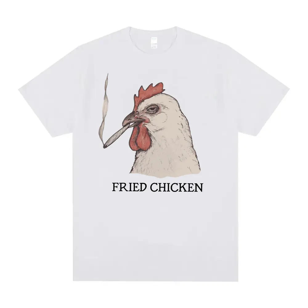 Fried Chicken Funny Meme T Shirt Smoking Chicken Graphic T Shirts Men Women Cartoon Casual Oversized Tshirt Men's Cotton T-shirt